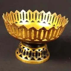 高杯 シルクロード 蓮華形 密教 法具  高台皿 仏教 古美術 真鍮製 骨董