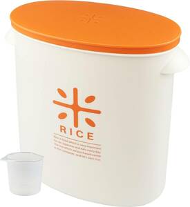 パール金属 日本製 米びつ 5kg オレンジ 計量カップ付 お米 袋のまま ストック RICE HB-3435