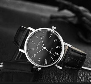 腕時計 ビジネス シンプル ナンバー文字盤 ブラック×ブラック腕時計 クオーツ 