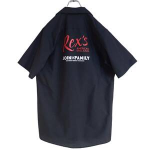 4343/美品 REDKAP 半袖ワークシャツ M●ネコポス可●プリント Rex