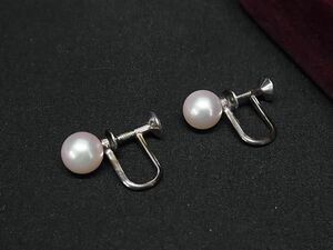 1円 MIKIMOTO ミキモト 本真珠 アコヤ真珠 パール 約7mm SV925 ネジ式 イヤリング アクセサリー レディース シルバー系 BK1534