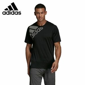 ●送料390円可能商品 アディダス ADIDAS 新品 メンズ FreeLift バッジ オブ スポーツ グラフィック 半袖 Tシャツ 黒[DU0902-M] 三 壱★QWER