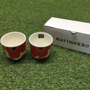 GX4418 MARIMEKKO マリメッコ UNIKKO ウニッコ 067849-001 ラテマグカップ 2個セット食器 ホワイト.レッド 未使用 保管品 コップ