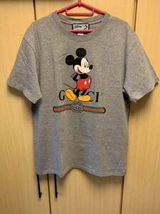 正規 20AW GUCCI × DISNEY グッチ ディズニー ミッキーマウス クルーネック Tシャツ 灰 XS 565806 XJB67