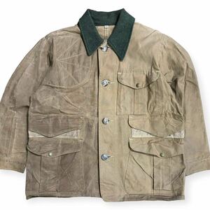 C.C.FILSON USA製 ビンテージ ティンクロス ハンティングジャケット オイルフィニッシュ 円形タグ size:40 襟ウール