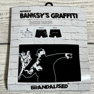 BANKSY’S GRAFFITI (バンクシー) - MEN ボクサー ブリーフ パンツ フラワーボンバー Lサイズ 黒色 下着 アンダーウェア (新品 未着用品)