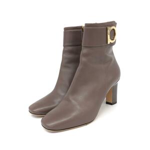 良好◆Salvatore Ferragamo サルヴァトーレフェラガモ ガンチーニ ブーツ 6 1/2◆ ブラウン レザー レディース 靴シューズブーティーboots