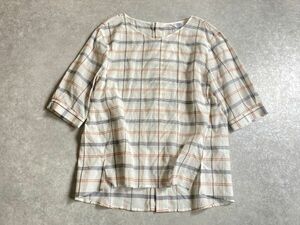 未使用タグ付◆J.PRESS◆春夏◆ふんわり柔らかエアリーコットン◎チェック タックスリーブ ブラウス ◆9号◆ジェイプレス