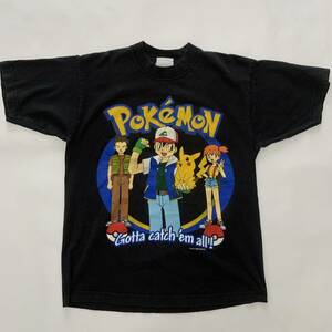 90s ポケモン Pokemon Tシャツ / アート ブラック 黒 ビンテージ 80s STARTREK STAR WARS バンT AKIRA ディズニー アニメ 企業 ムービー