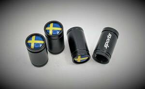 スウェーデン国旗 筒型 黒 VOLVO XC40 XC60 XC70 XC90 S40 S60 S70 S80 S90 S80 V40 V50 V60 V70 V90 ドレスアップ カスタム エアーバルブ
