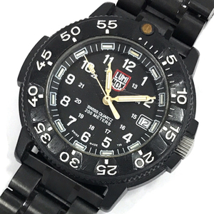 ルミノックス デイト クォーツ 腕時計 ブラック文字盤 未稼働品 ジャンク品 社外ブレス ファッション小物 LUMINOX