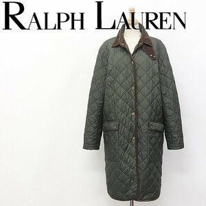 国内正規品◆RALPH LAUREN/ラルフローレン コーデュロイ襟 中綿 キルティング コート ダークグリーン系 5ｆ