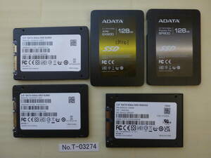 管理番号　T-03274 / SSD / 2.5インチ / 128GB / 5個セット / レターパック発送 / データ消去済み / ジャンク扱い