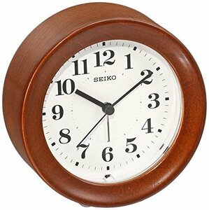 セイコークロック 置き時計 目覚まし時計 掛け時計 アナログ 木枠 茶木地塗装 本体サイズ:11×11×4.8cm KR899B