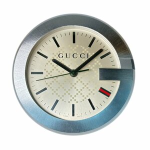 ■ 1円 ～ 中古品 参定7.1万■ グッチ GUCCI ■ Gラウンド テーブルクロック YC210005 ■箱保 クオーツ ディアマンテ レザー ブラウン