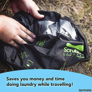 超コンパクト! 旅行用洗濯袋 スクラバ ウォッシュバッグ ミニ 小型 便利トラベルグッズ キャンプ 旅行 携帯用洗濯袋 持ち運びにはこれ!