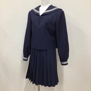 O151 (中古) 兵庫方面 校名不明 セーラー服 上下セット/5/W64-68/セーラー/スカート/白3本/冬用/冬服/中学生/制服/学生服/女子学生