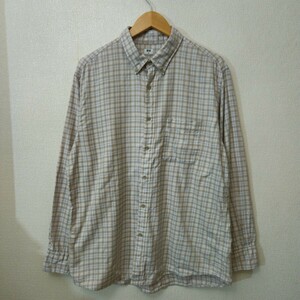 ☆UNIQLO/ユニクロ/メンズ/XLサイズ/長袖シャツ/ボタンダウンシャツ/ホワイトベージュ/トップス/長袖/ チェック柄