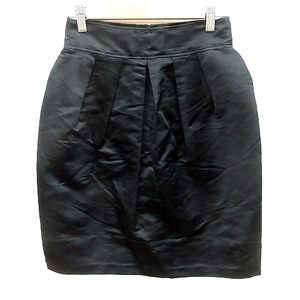 ダナキャランニューヨーク DKNY スカート 台形 ひざ丈 絹 シルク 2 黒 ブラック /RT レディース