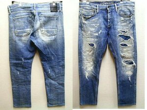 ◇即決[W36]DENHAM 21SS RAZOR BL8YS リペア 赤耳 カットオフ ルーマニア製 Candiani DENIM ストレッチ スキニー デニム パンツ■5336