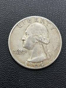 アメリカ クォーターダラー 25セント 外国コイン 銀貨 1964年