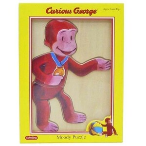 おさるのジョージ 着せ替えウッドパズル 6 Curious George パズル Moody Puzzle 木のおもちゃ 木製 知育玩具 かわいい インポート