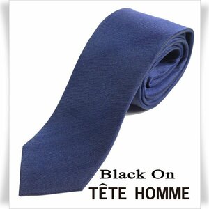 新品1円～★Black On TETE HOMME テットオム シルク絹100％ ネクタイ ネイビー 正規店本物◆1471◆