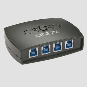 送料無料★LINDY 4ポート USB3.0切替器(型番:43144)