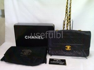 【CHANEL】　シャネル　ショルダーバッグ　ダイアナフラップ　ラムスキン　Sフラップ　ブラック　黒　SY02-T05★★