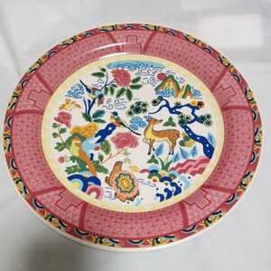 韓国陶磁器　宮中大王皿。27センチディナー皿(赤)