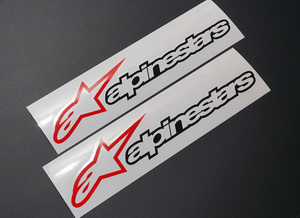 alpinestars アルパインスターズ カッティングステッカー 165mm×34mm レッド＆ブラック 2枚 切り文字