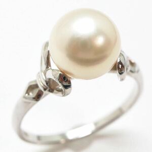 ＊MIKIMOTO(ミキモト)K14WGアコヤ本真珠リング＊m 約2.8g 約12.0号 約8.0mm珠 pearl ring 指輪 jewelry EA4/EA6