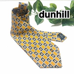 dunhill ダンヒル ネクタイ イエロー 総柄 化石 アンモナイト