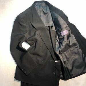 新品 定価4.1万円【サイズAB7 XL★ダブル礼服】6Bダブルスーツ2L 漆黒フォーマル 背抜き ノーベンツ 2タック ウール99% オールシーズン