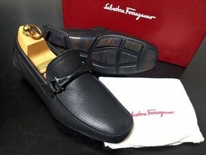 極美品 試し履き程度 フェラガモ 6.5EEE Ferragamo ガンチーニ ドライビングスリッポン 迷彩ソール 箱付 8472