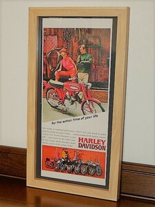 1969年 USA 洋書雑誌広告 額装品 Harley Davidson M-65 ハーレーダビッドソン / アエルマッキ エアロマッキ　( 32.2 x 17.2cm )