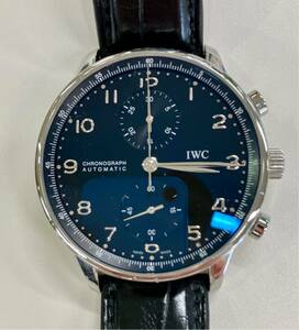 【極美品】IWC International Watch Co. シャフハウゼン IW371447 ポルトギーゼ クロノグラフ 自動巻き メンズ 腕時計 黒文字盤 箱付