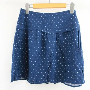 GAP ギャップ レーヨン 100％ ドット 水玉 総柄 切替し ギャザー フレア ミニ スカート 0 ネイビー 紺 レディース KC1906-143