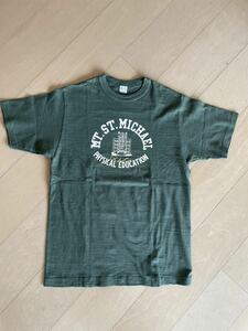 新品 WAREHOUSE ウエアハウス Tシャツ Lot 4601 サイズM『MT.ST.MICHAEL』グリーンボディ 刺繍入 ひび割れプリント
