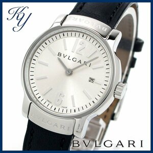 1円～ 3ヶ月保証付き 磨き済み 美品 本物 定番 人気 BVLGARI ブルガリ ソロテンポ ST29S 革ベルト シルバー レディース 時計