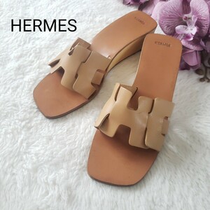 HERMES ウエッジソール サンダル 25cm位