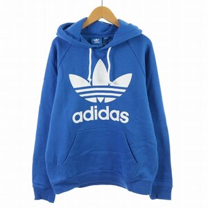 アディダス adidas トレフォイルフーディー TREFOIL HOODY パーカー スウェット 長袖 フード ロゴ プリント M 青 白 BR4189 /SI25