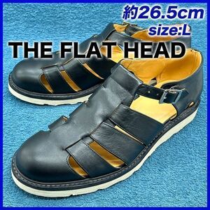 即決★THE FLAT HEAD 美品 定価4.1万★26.5cm グルカサンダル フラットヘッド メンズ L 黒 ブラック クリスティソール ホースハイドレザー