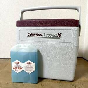 未使用保管品/デッドストック アウトドア レトロ/廃盤品 Coleman/コールマン クーラーボックス&保冷剤 Personal16&COLE-PACK 1987年1月製