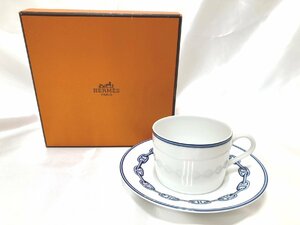 キングラム[01]HERMES エルメス シェーヌダンクル ティーカップ＆ソーサー ブルー 1客 食器 箱有【送料無料】j007