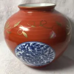 花瓶　花器　飾壺　壷青粒陶器　花入　置物　昭和レトロ　（松竹梅）　縁起物　茶道具