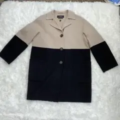 美品☆MaxMara バイカラーコート ダブルフェイス ロング ウール 40