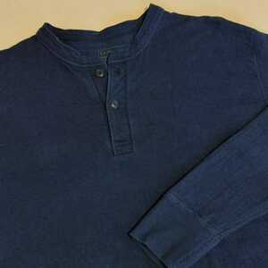 L.L.Bean ヘンリーネック ロンT ネイビー XL REG カナダ製 ダブルレイヤー 長袖 Tシャツ コットン/ウール/ナイロン