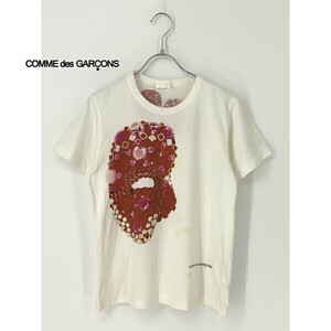 A7752/訳あり 春夏 AD2006 COMME des GARCONS コム デ ギャルソン コットン デザイン プリント 半袖 Tシャツ カットソー SS 白/レディース