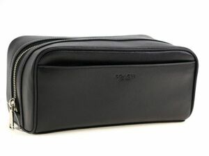 新品 COACH コーチ セカンドバッグ トラベルポーチ 2522 QB/BK レザー スモール 701 黒 BLK